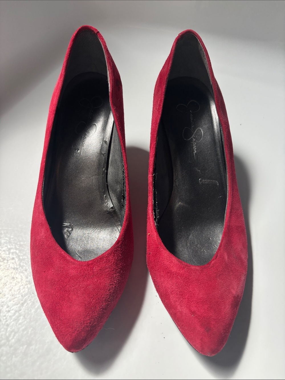 Jessica Simpson Red Suede Pointed-Toe Pumps